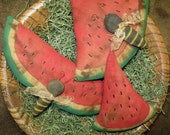 EPATTERN -- Primitive Watermelon and Bee Tucks Ornies Bowl Fillers