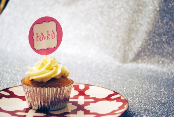 Valentine's Day La La Love U - Cupcake Toppers - Set of 12 Il_570xn