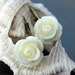 Ivory and Brass Button Rose Earrings