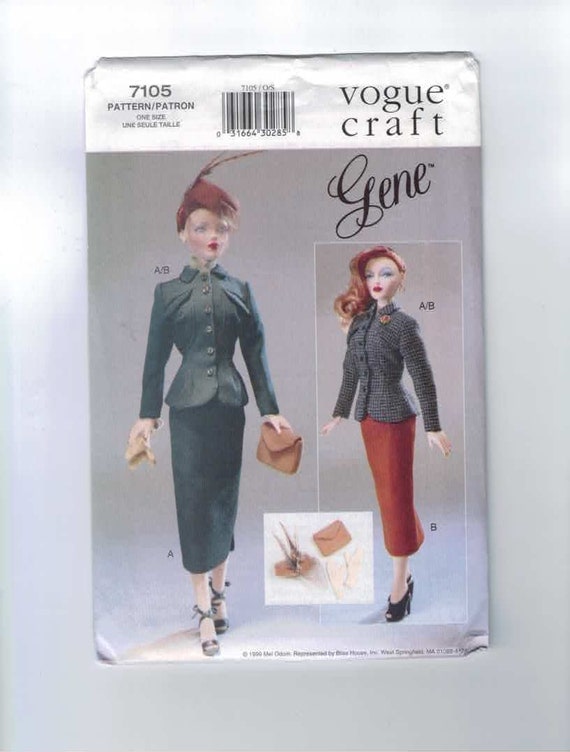 Doll Sewing Pattern Vogue 7105 Gene Trent 15 1/2 Inch Vintage