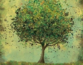 Green Tree Art - Welcome Change (rustic green) - 8x10 Illustration Print