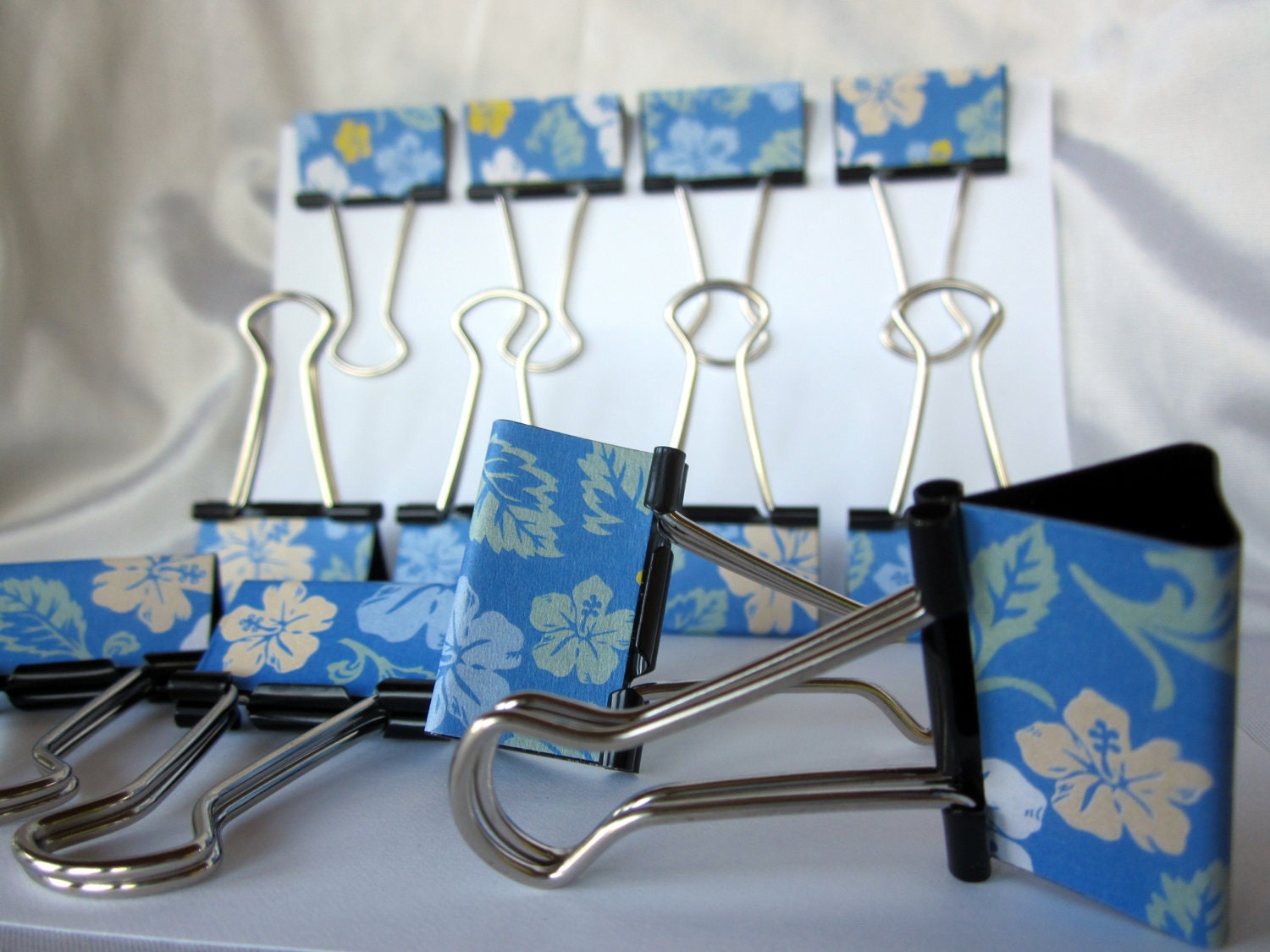 Binder Clips Blue Aloha 12 medium binder by AnnMarieLarsonCRAFTS