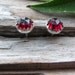 Rose Cut Garnet Stud Earrings, Sterling Silver and Genuine Gemstones, 6mm