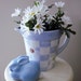 Daisy Blue Cottage decor Pitcher Mothers Day gift Planter and ceramic bunny set French Country flower arrangement daisies Home decor Patio