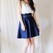 Navy Blue Scallop Waist Skirt with Neon Piping - High Waisted, Half Circle Skirt - S