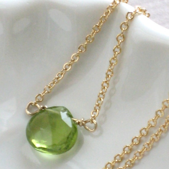 Peridot Necklace Simple Peridot Pendant Green Gemstone