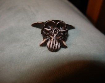 Vampire skull bead, pendant - carved bone, unusual, really toothy - SpookyCuteTeam, Halloween24/7, paganteam, Team ESST, EnglishGeeks, WWWG