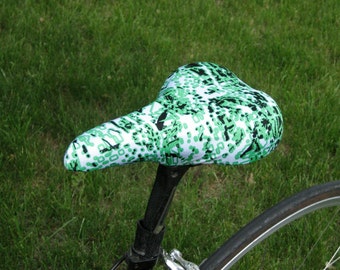 Bicycle Saddle Cover - STANDARD size - Green Black and White