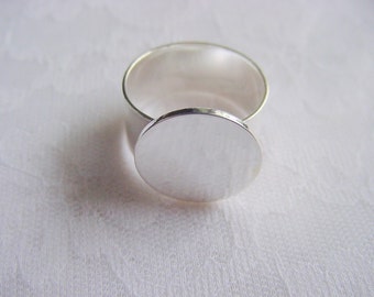 4 Ring Blanks Sterling Silver Plated Adjustable Flat Top 16mm Circle (No. ND149) Made In The USA
