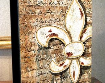 Fleur de Lis Canvas Art On Gallery Wrap Canvas 8x10x1.5 and 11x14x1.5"
