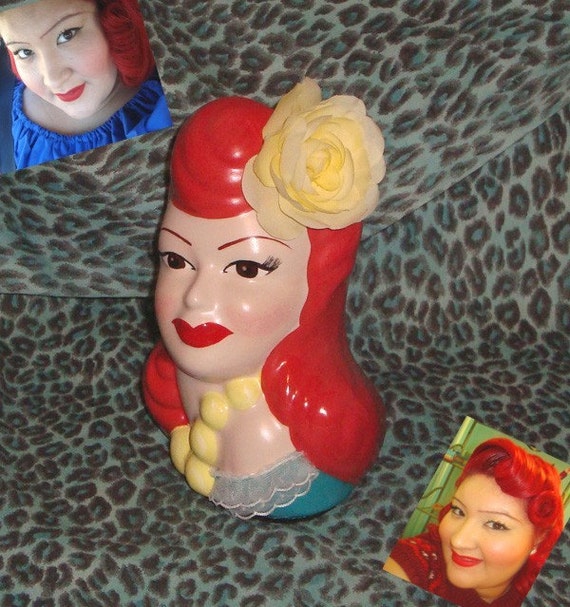 Custom Pinup Head Vase Hand Painted to Resemble You