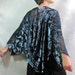 Dark Blue Devore Velvet Kimono Wrap - Florentine Design Burn-Out Velvet - 1930s Style Glamour - One Size Fits Most