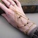 Gold tone chain Handflower Slave Bracelet Black Onyx beads Ring bracelet Hand jewelry jewellery Hath Panja adjustable wrist Indie Hipster