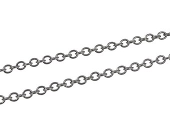 36 Inches of Gunmetal Chain - 2mm Round Cable Chain - Gun Metal Chain Loose Chain Necklace Chain for Jewelry and Crafts (FSGMC10)
