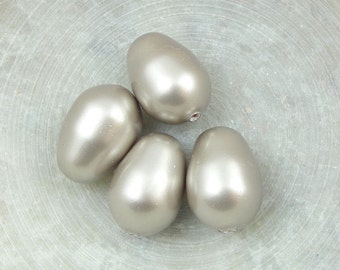 PLATINUM Swarovski Briolette Pearl Beads - Swarovski Crystal Pearls Elements - 5821 Pear Teardrop Tear Drop Pearls - Neutral Greige