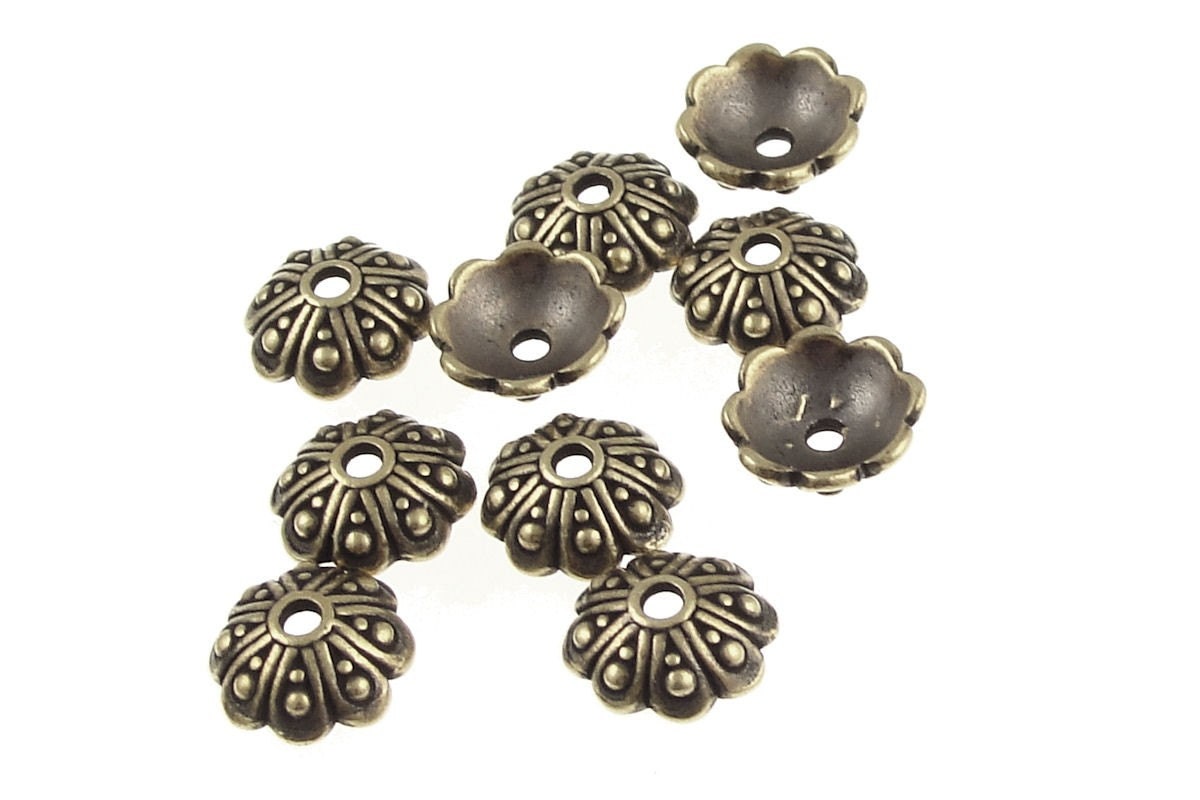 Brass Beadcaps 8mm Antique Brass Bead Caps Bali Style