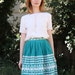 Vintage 1960's Guatemalan ethnic embroidered Kelly green midi skirt