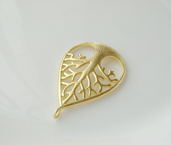 1 pc Matte 22K Gold Plated Base Life TREE Pendant Tree