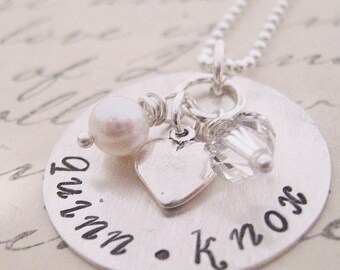 Mothers Necklace - Loving Heart - Hand Stamped Mommy Necklace - Personalized Jewelry by JLynnCreations