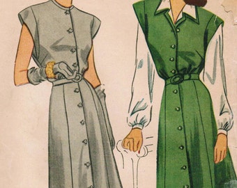 1940s Simplicity 1238 Vintage Sewing Pattern Misses' Dress, Jumper, and Blouse Size 14 Bust 32