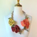 Felted flower necklace for fairies - rose, peach, yellow and red