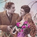 20s French postcard, Romantic couple, paper ephemera.