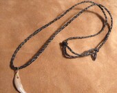 Fox tooth necklace - real fox canine fang on hand-braided adjustable cord in black, natural, or red-brown