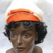 Clearance 1960's Vintage Orange and White Chiffon Pixie Hat with Bow