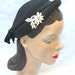 1950's Vintage Lucy Style Black Hat with Lace Flowers