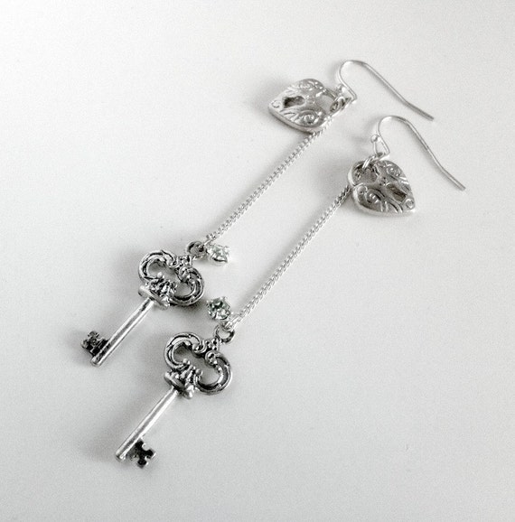 Lock and Key Earrings by EridaneasBoutique on Etsy