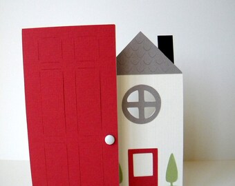 New Home Card, House Warming,White, Red