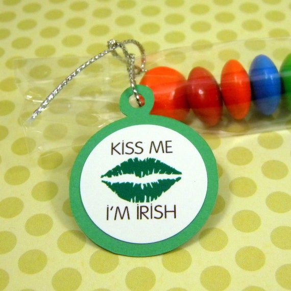 St. Patrick's Day Candy Treat Bag Favors - Kiss Me I'm Irish, Set of 12, Green Il_570xn