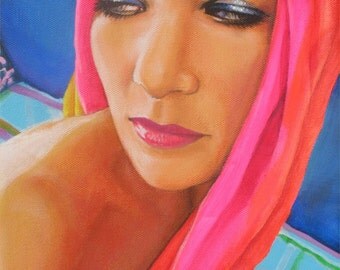 Neon scarf original painting