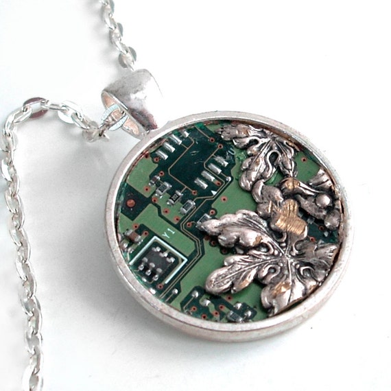 Circuit Board Necklace Industrial Techno Geek Victorian