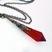 Ruby Red Prism in Bronze Filigree Necklace - Glass Crystal Jewellery