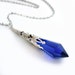Sapphire Blue Prism in Silver Filigree Pendant