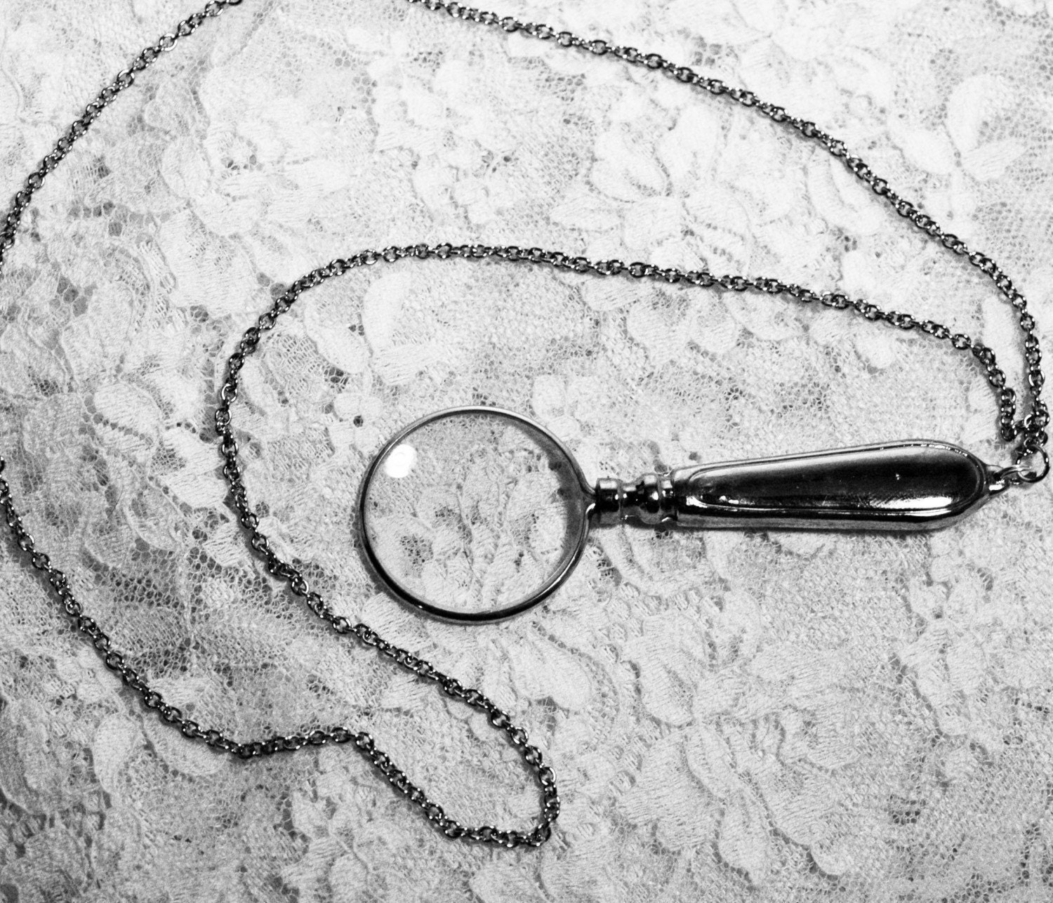 Evil Dead Necklace Magnifying Glass Linda's Jewelry ready