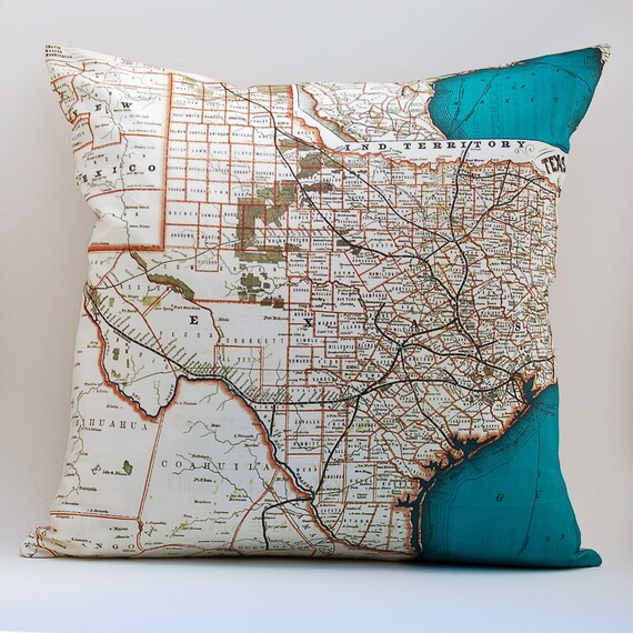 vintage TEXAS map pillow DIY KIT made to order 16x16
