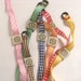Retro toy watch bracelet. One-of-a-kind handmade fake clock with Gingham watchband.