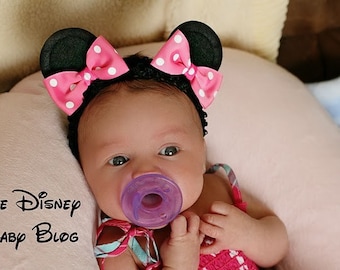 Minnie Mouse Headband with Bows Baby Minnie Headband Mouse Ears Felt Lightweight Hair Clip Bow