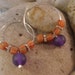 25% OFF Holiday Sale, African Trade Christmas and Resin Beaded Earring on Sterling Silver Hoops, Purple and Orange, Tribal Jewelry, Boho