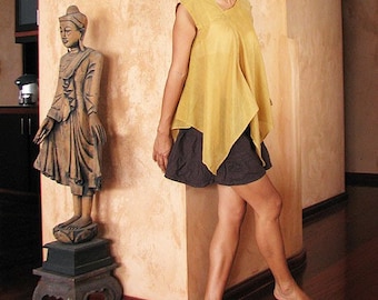 Lise Asymmetric blouse...Mustard Yellow (S-L)