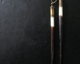 SALE - Porcupine Quill Earrings - Long Dangle Shoulder Dusting Spikes - Slow Poke