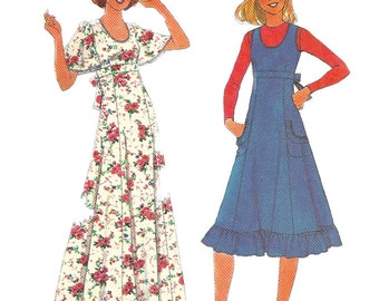 Simplicity 8026 1970s Misses Dress or Jumper Pattern Empire Waist and U Neckline Womens Vintage Sewing Pattern Size 10 Bust 32 UNCUT