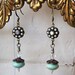 Art Nouveau Antique Earrings Handmade turquoise ceramic beads vintage rhinestone pearl bracelet