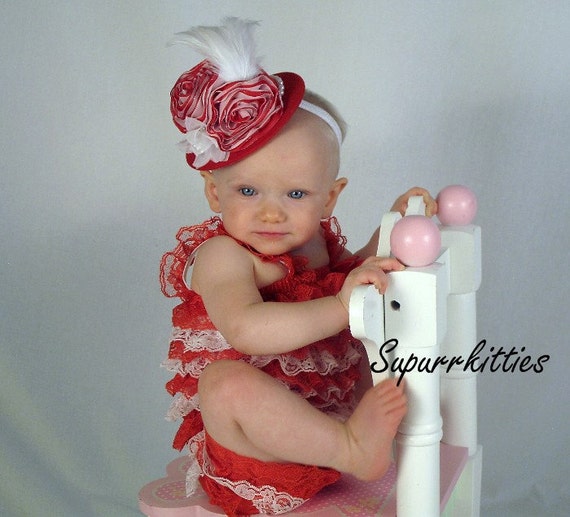 Red Baby Mini Top Hat Headband Fascinator - Over the Top Baby Mini Top Hat Headband - Toddler/Girl Flower Hat - Pageant/Photo Prop