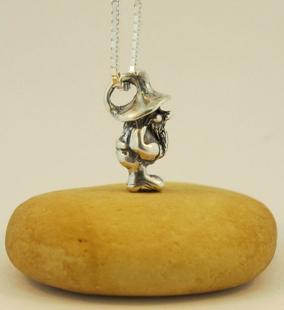 Gnome Necklace Silver Gnome Charm Gnome Pendant Garden Gnome
