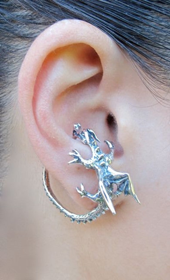 Dragon Ear Cuff Silver Dragon Whisperer Hoop Dragon Ear Wrap