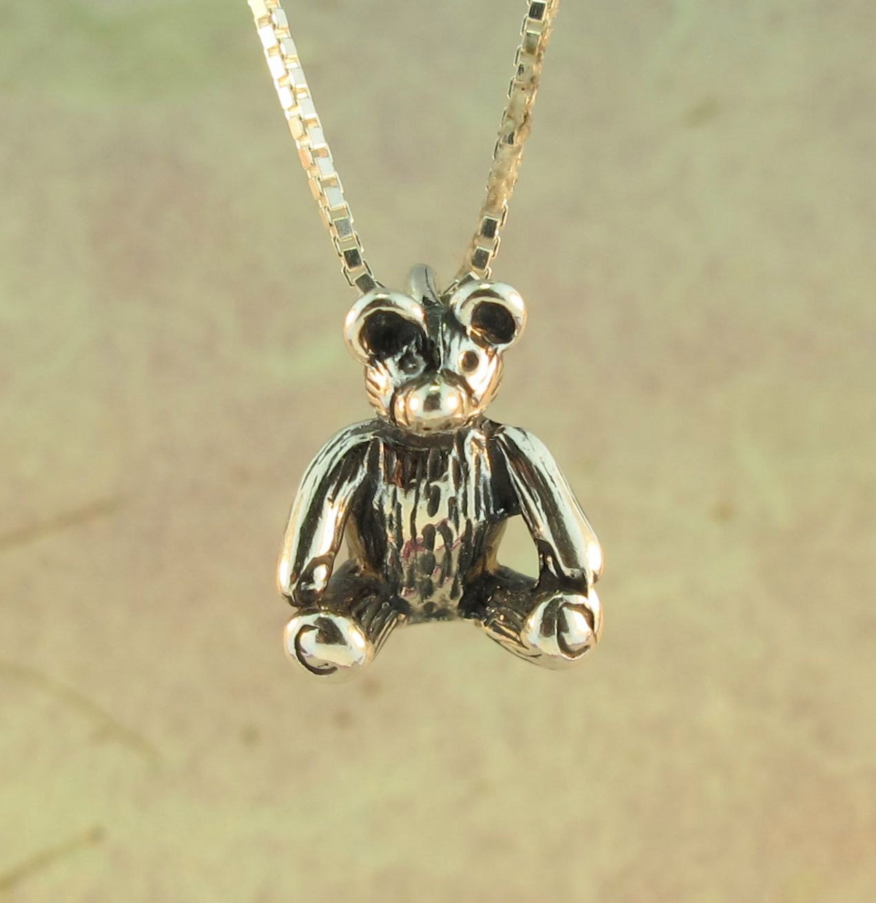 Teddy Bear Necklace Silver Teddy Bear Charm Teddy by martymagic