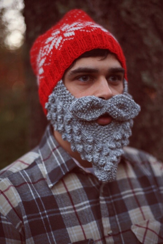 Wild Man Bearded Snowflake Moose, Reindeer or Polar Bear Hat